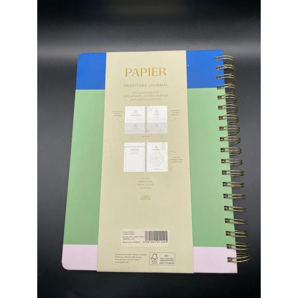 Papier Gratitude Journal Daily Thanks For A Grateful Heart 5 Month Undated Green